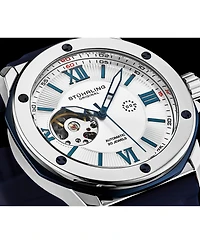 Stuhrling Edwardian 4018 Men s Automatic Skeleton Watch – 44mm Stainless Steel Case, Skeleton Dial