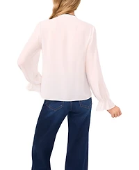 CeCe Women's Button-Down Ruffle Top