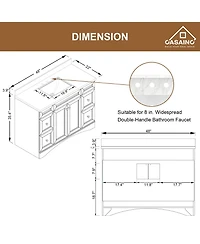 Casainc 48-Inch Solid Wood Bathroom Vanity with Matching Top and Ceramic Basin