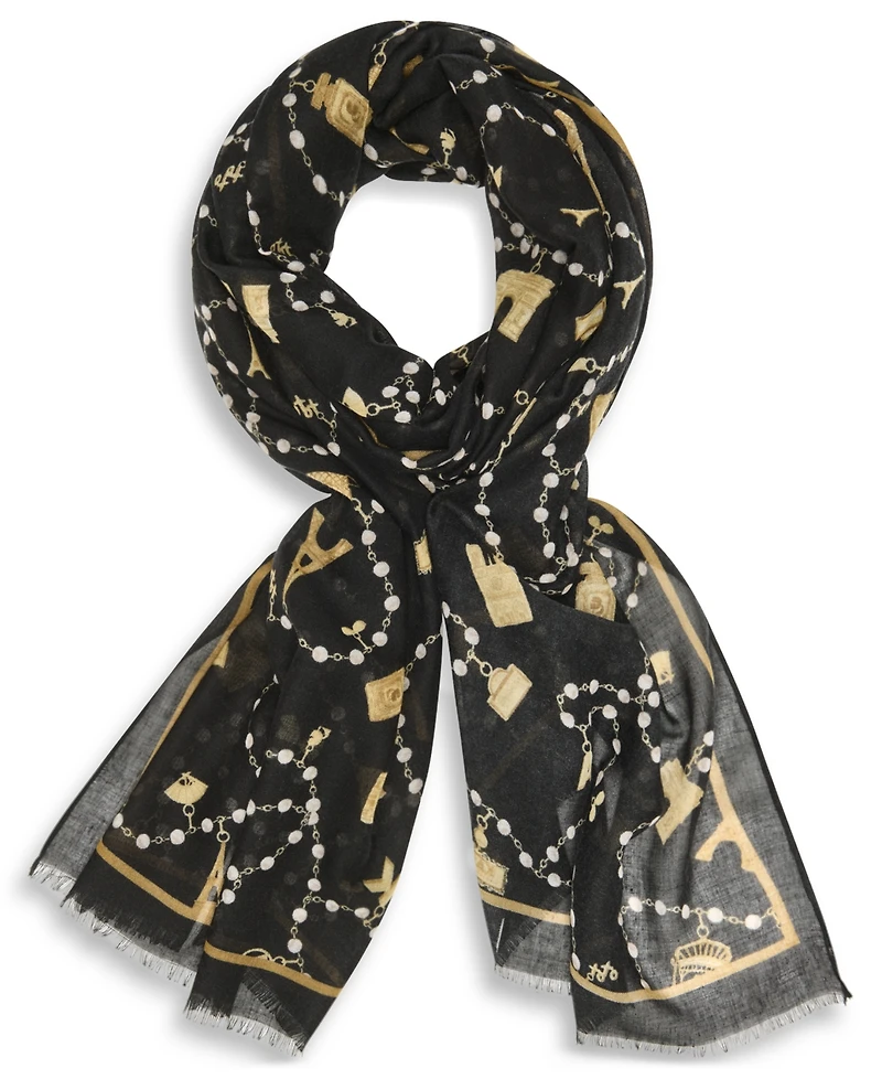 Karl Lagerfeld Paris Cultivated Pearls and Charms Oversized Neck Wrap