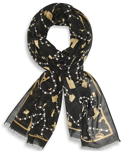 Karl Lagerfeld Paris Cultivated Pearls and Charms Oversized Neck Wrap