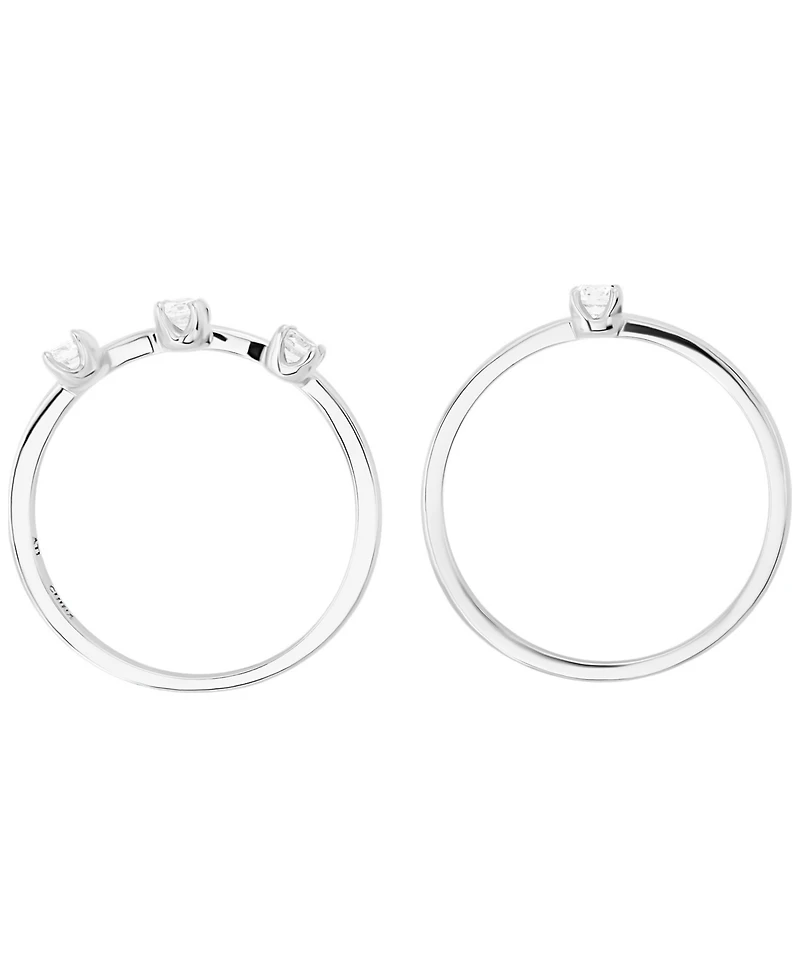 Macy's 2-Piece Cubic Zirconia Stackable Ring Set (0.48 ct. t.w.) in Sterling Silver