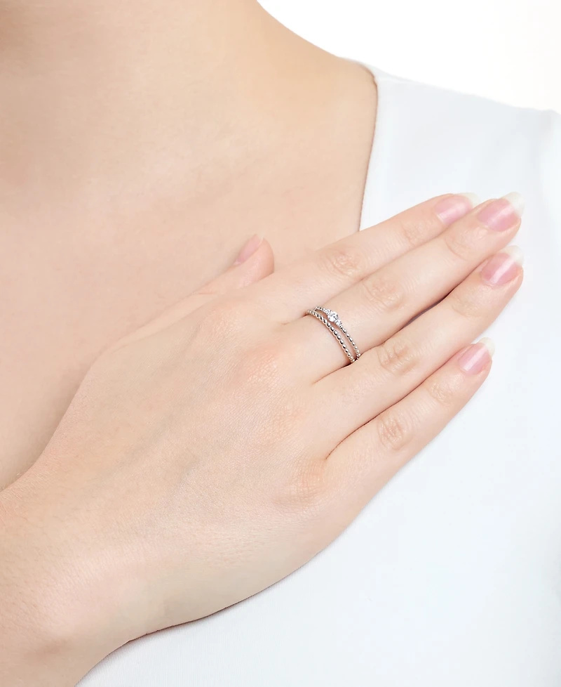 Macy's 2-Piece Cubic Zirconia Stackable Ring Set (0.27 ct. t.w.) in Sterling Silver