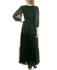 Taylor Women's Scoop Neck Tiered A-Line Dress