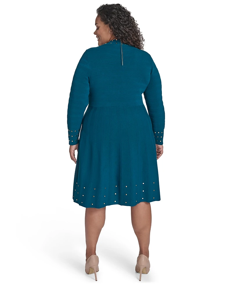 Vince Camuto Plus Studded Mock-Neck Dress