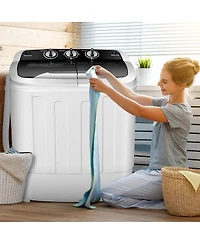 Gymax Compact Mini Twin Tub 8lbs Washing Machine Washer Spinner
