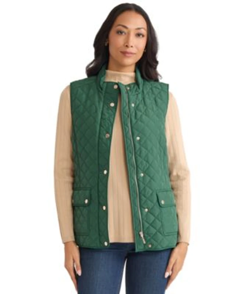 Jones New York Womens Patch Pocket Vest Jacket