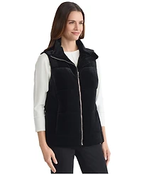 Jones New York Women's Zippered Velvet Quilted Vest