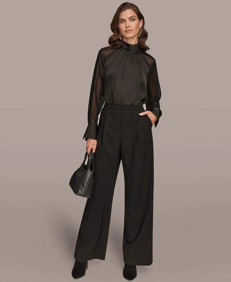 Donna Karan New York Women's Pleat Wide Leg Pull-On Pants