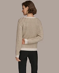 Donna Karan New York Women's Long Sleeve Two-Tone Sweater