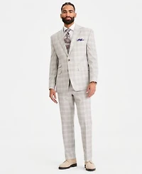 Tayion Collection Mens Classic Fit Plaid Suit Separates