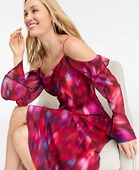 I.n.c. International Concepts Women's Ruffled Cold-Shoulder Dress, Macy's Exclusive