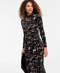 I.n.c. International Concepts Women's Velvet Shoulder Cutout Midi Dress, Macy's Exclusive