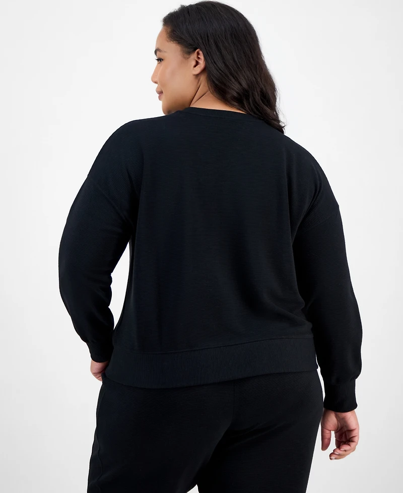 Id Ideology Plus Ottoman Knit Crewneck Pullover Top, Macy's Exclusive