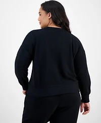 Id Ideology Plus Ottoman Knit Crewneck Pullover Top, Macy's Exclusive