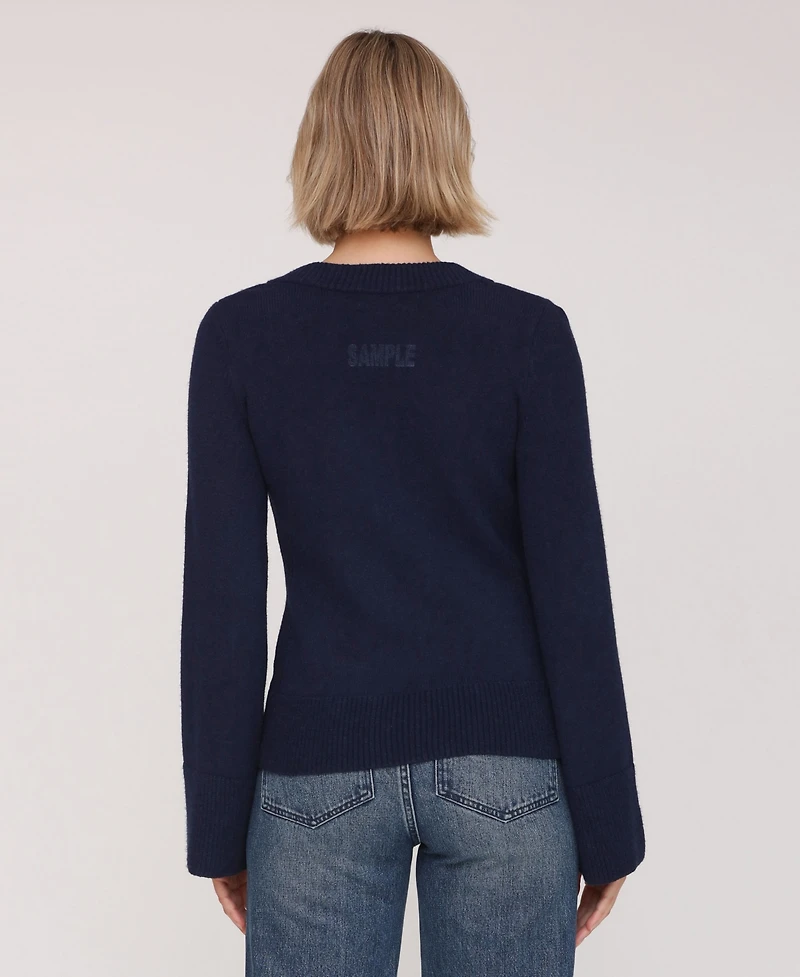 Avec Les Filles Women's Scoop Neck Long Sleeve Cardigan