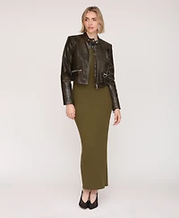 Avec Les Filles Women's Cropped Moto Jacket