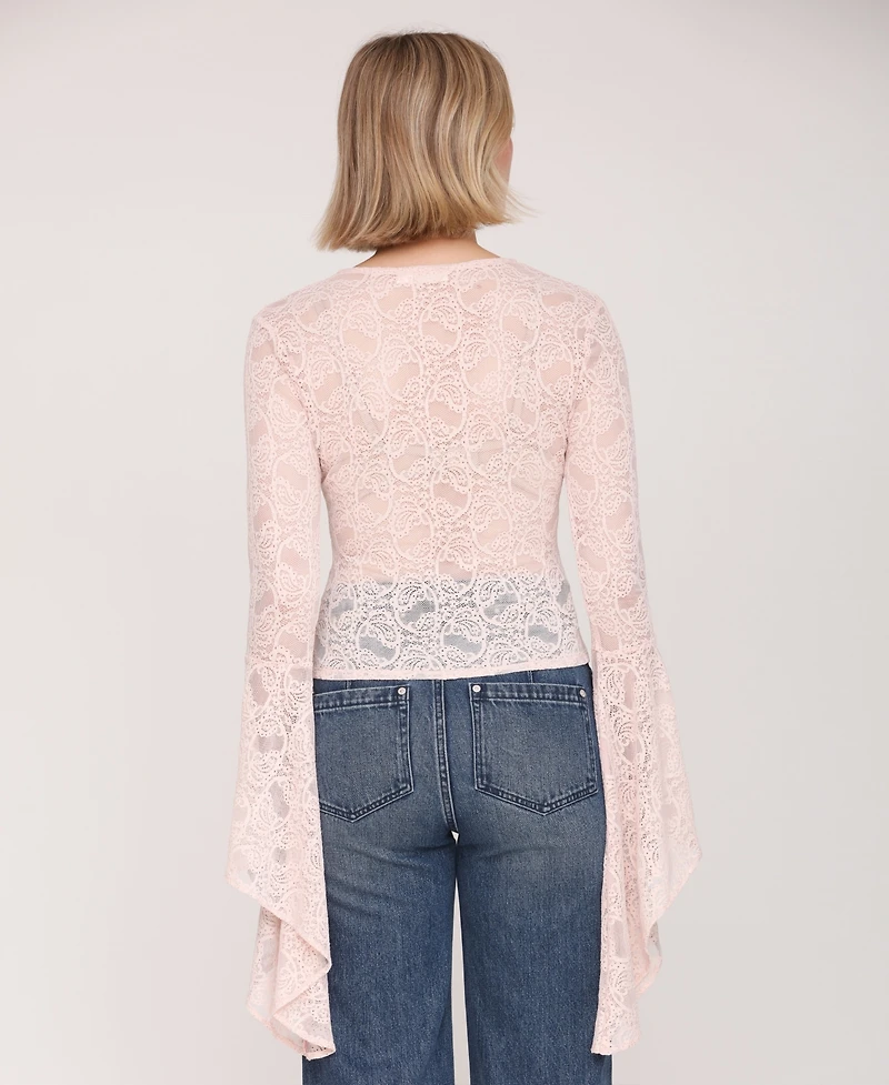 Avec Les Filles Women's V-Neck Long Sleeve Top