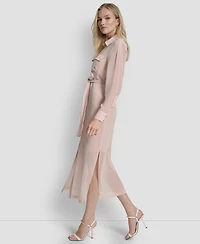 Dkny Women's Long Sleeve Collared Shirt Dress
