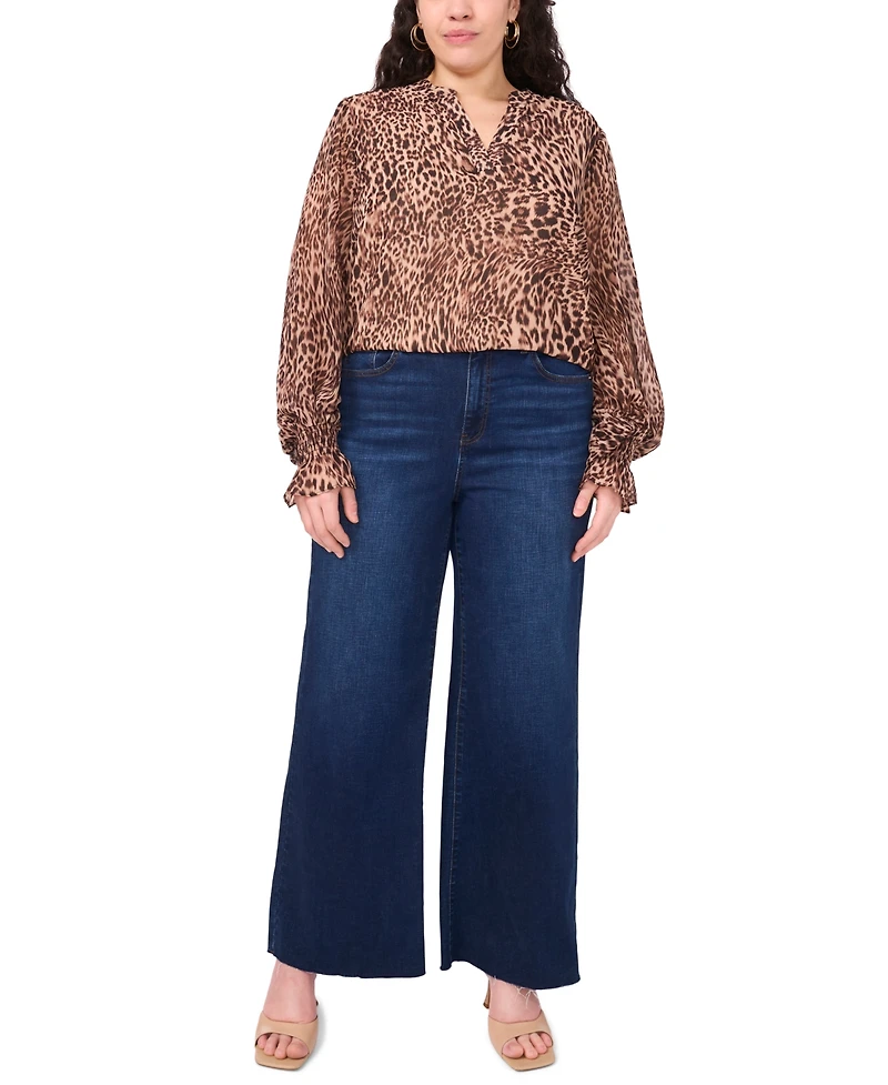 Vince Camuto Plus Long Sleeve V-Neck Top