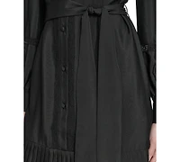 Eliza J Petite Pleated Long Sleeve Shirt Dress