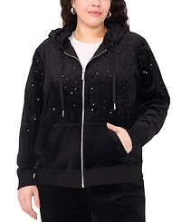 Vince Camuto Plus Velour Zip-Front Hoodie Jacket