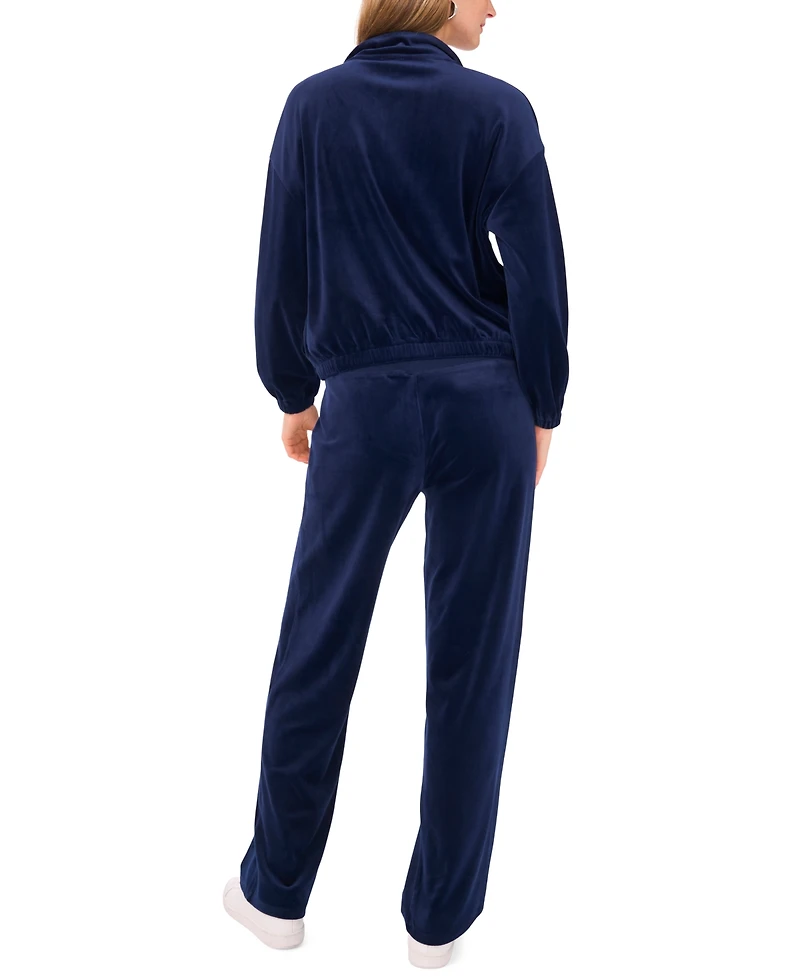 Vince Camuto Women's Velour Zip-Front Mock Neck Jacket