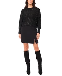 Vince Camuto Women's Sequin Long Sleeve Crewneck Sweater