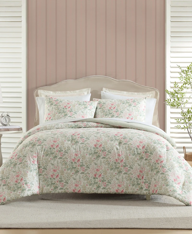 Laura Ashley Arden Floral Washed Microfiber 5-Pc. Comforter Set