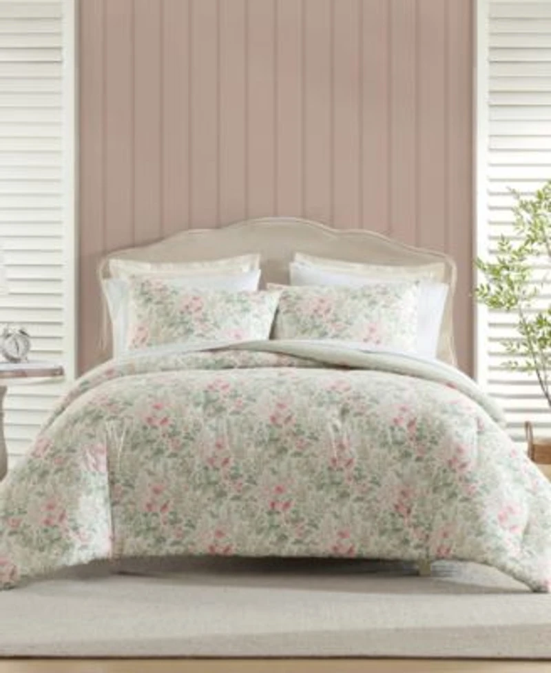 Laura Ashley Arden Floral Washed Microfiber Comforter Set