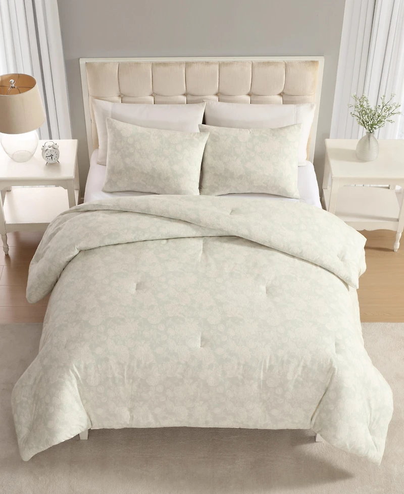 Laura Ashley Meredith Printed Flannel 3-Pc. Comforter Set