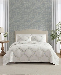 Laura Ashley Floral Embroidery Cotton -Pc. Quilt Set