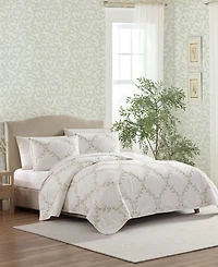 Laura Ashley Floral Embroidery Cotton 3-Pc. Quilt Set, Full/Queen