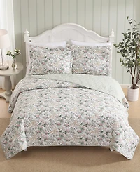 Laura Ashley Bramble Floral Cotton 3-Pc. Quilt Set, King