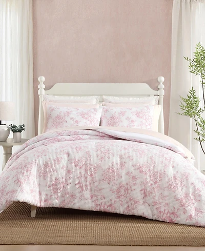 Laura Ashley Delphine Poly Waffle 3-Pc. Comforter Set