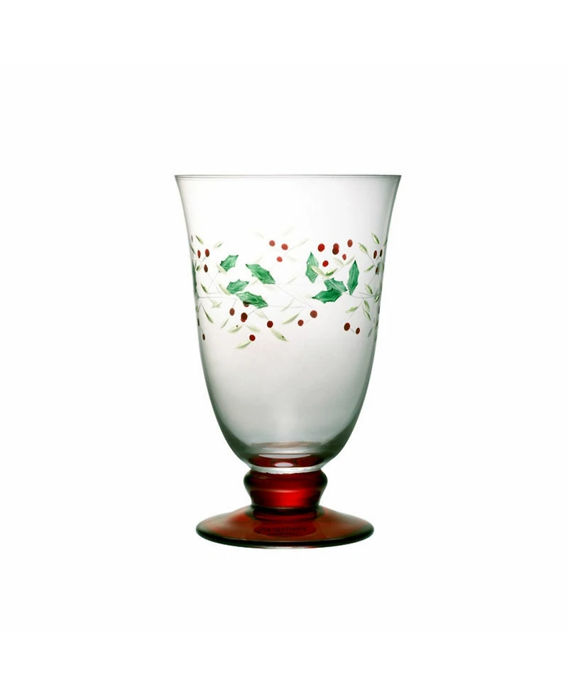 Winterberry Holiday Goblet Glasses, Set of 4