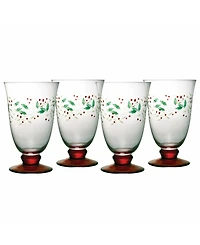 Winterberry Holiday Goblet Glasses, Set of 4