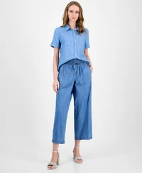 Tommy Hilfiger Women's Chambray Short-Sleeve Camp Shirt