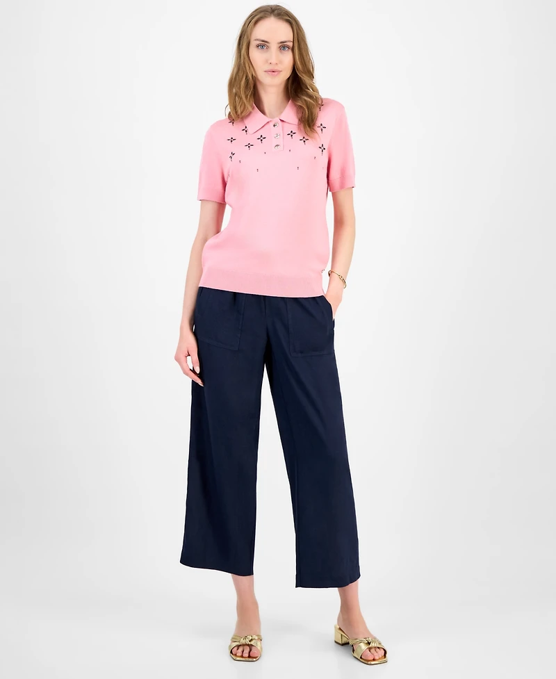 Tommy Hilfiger Women's Embellished Polo Sweater