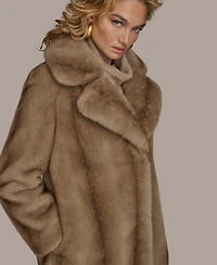Donna Karan New York Women's Notched-Collar Faux-Fur Coat