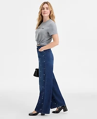 On 34th Women's Midnight-Wash Embellished Wide-Leg Jeans, Macy's Exclusive