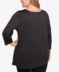 Ruby Rd. Plus Button Sleeve Bold Floral Top