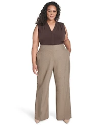 Calvin Klein Plus Check-Print Wide-Leg Pants