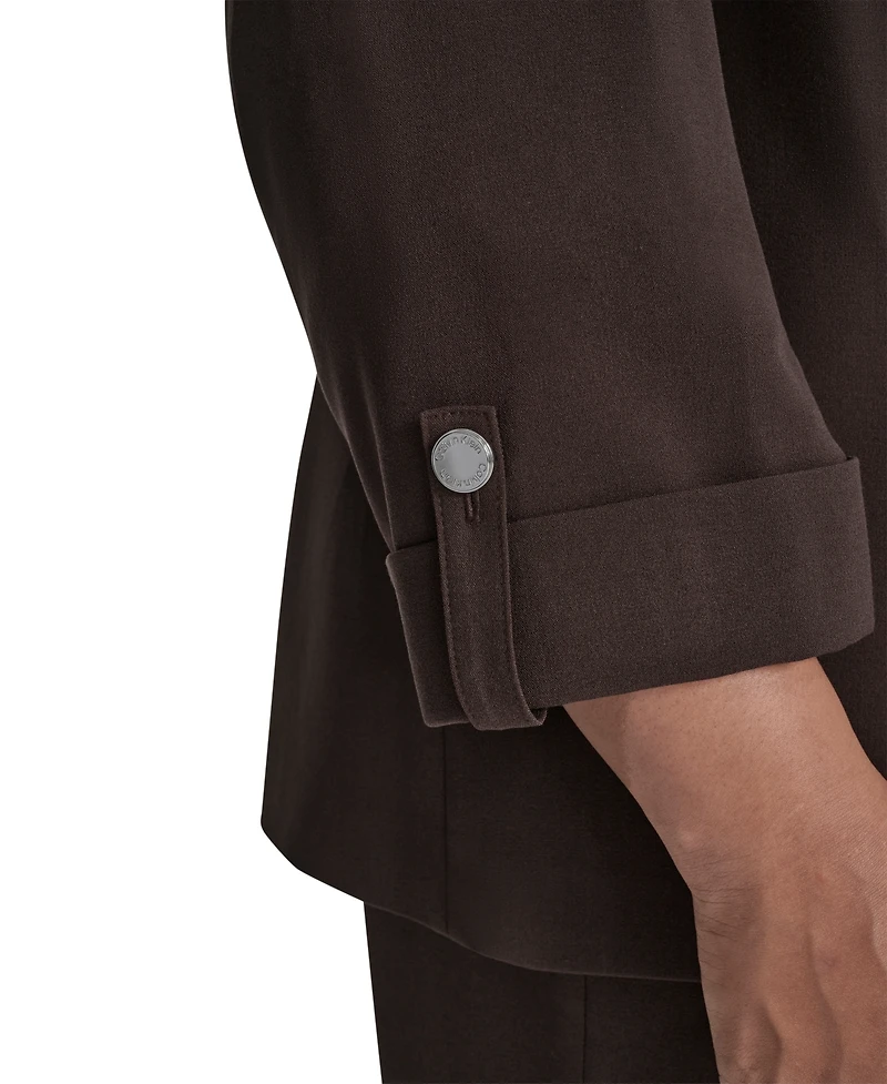 Calvin Klein Plus Notch-Lapel 3/4-Sleeve Jacket