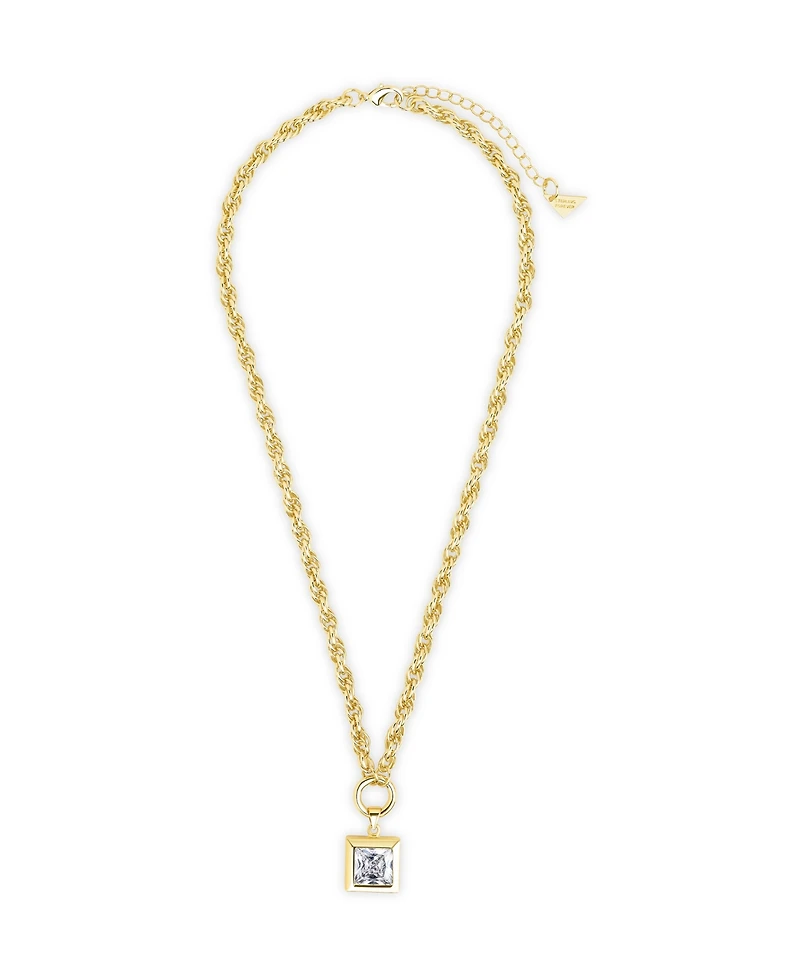 Sterling Forever Bess Cubic Zirconia Statement Chain Necklace