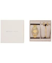 Michael Kors Women's Harlowe Three-Hand Gold-Tone Stainless Steel Watch Set, 33mm