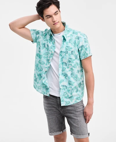 Sun + Stone Men's Forest Leaf Short-Sleeve Button-Up Shirt, Macy's Exclusive