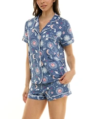 Derek Heart Women's Printed Top and Shorts Set