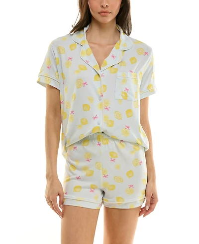 Derek Heart Women's Printed Top and Shorts Set