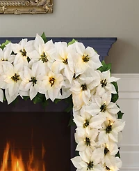 Puleo 12" Pre-Lit Artificial Poinsettia Garland